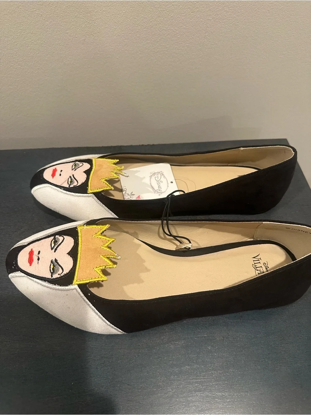 Disney Ivory, Black & Gold Evil Queen Embroidered Ballet Flats